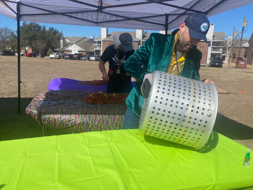 Brazos Eye team at an outdoor crawfish boil company gathering